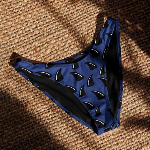 Blue Shark Tooth Bikini Bottom, Blue Bikini Bottom, Shark Lover Bathing Suit, Cheeky Bottom, Scuba Diving Bikini Bottom, Recycled Bikini - Etsy