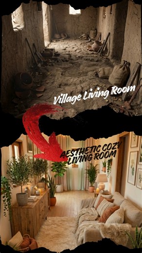 Mud Hall → Pinterest Aesthetic Cozy Living Room transformation video.#hometransformation #coffee