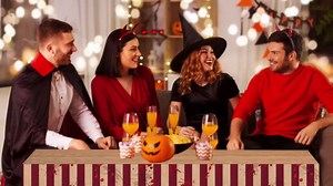 3 PCS Bloody Halloween Party Striped Table Skirt Creepy Carnival Halloween Table Skirts Halloween Bloody Circus Creepy Theme Party Table Cover Skirt Horror Movie Dinner Nights Party Decorations