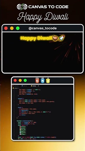 🎆 Animated Diwali Fireworks using HTML, CSS and JS 🪔 #diwalispecial #code