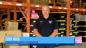 Cody Rose from 🧑‍🚒 Firefighter Angel Foundation 🧑‍🚒 virtually dropped by the 📺 Arizona Daily Mix 📺 studio to talk to 🎤 Brad Perry 2.0 🎤 about their participation in our 2021 🚌 #StuffTheBus 🚌 Back to School Drive. | CW7 Arizona