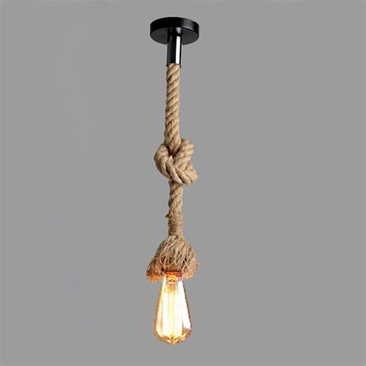 Hemp Rope Pendant Light: 1 Metre Rustic Farmhouse Boho Hanging Lamp, Plug-in Jute Cord Lighting - Etsy