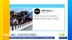 The ABC is facing criticism after referring to Australia day as "Invasion Day" in an online guide and accompanying Tweet. #9Today | TODAY