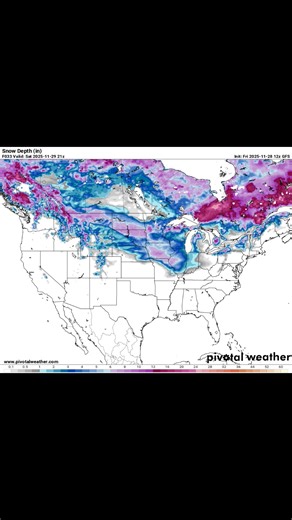 ❄️ Winter Storm Alert: Heavy Snow for the Upper Midwest & Northeast ❄️ Good morning, Ozark Meteorological Research Unit followers! The latest GFS model run is confirming a significant, widespread snow event developing across a large section of the US today and into Sunday. Based on the latest data (Valid Sat 2025-11-29), here are the key takeaways: Major Accumulations: The highest totals are expected across the Upper Midwest and parts of the Northeast. Areas around the Great Lakes, including par