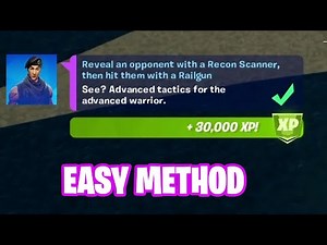 Reveal an opponent with a Recon Scanner then hit them with a Railgun Fortnite