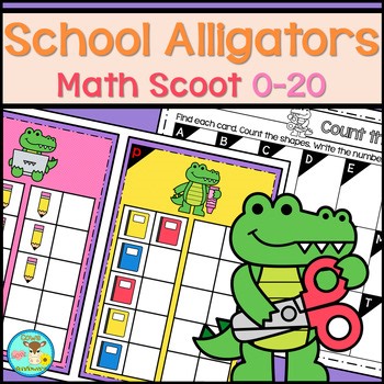 K-1st Double Ten Frames Math Scoot Activity 0-20 Teen Numbers School Alligators