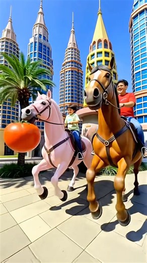Abizar rides a horse with his father