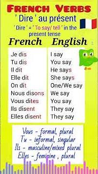 Conjugation of the French verb 'Dire' in the present tense #frenglish #ytshorts #viralshorts #verbs