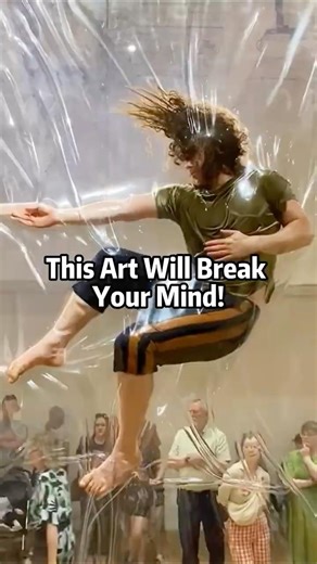 Shrink Art: People Vacuum-Sealed Between Plastic Sheets 🎨🤯 #PerformanceArt #ContemporaryArt