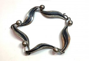 Bracelet vague vintage en argent sterling : maillons modernes Mid-Century en perles, bijoux de 20 cm (8 po.) - Etsy France