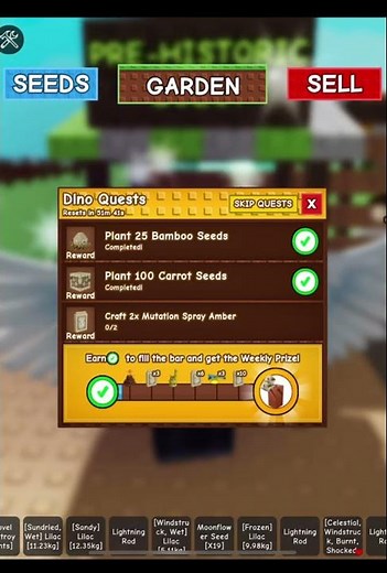 Reset time of new pre-historic quest grow a garden #roblox #growagarden