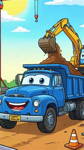 Cartoon Truck & Excavator at Work 🚛⛏️ | Cute Loading and Tipping Animations