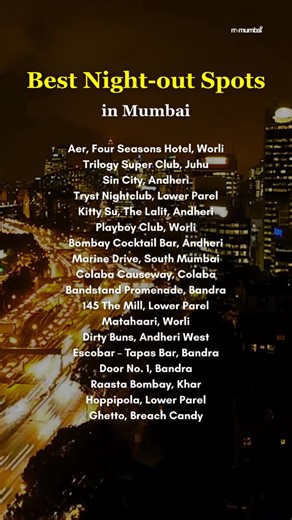 M for Mumbai on Instagram: "From rooftop views to underground beats here’s your ultimate Mumbai nightlife guide. 15+ spots to eat, vibe, and party all night. Which one’s your scene? . . . . [Night spots in Mumbai, night life Mumbai, best clubs and bars, things to do in night, Mumbai guide, #mformumbai ]"