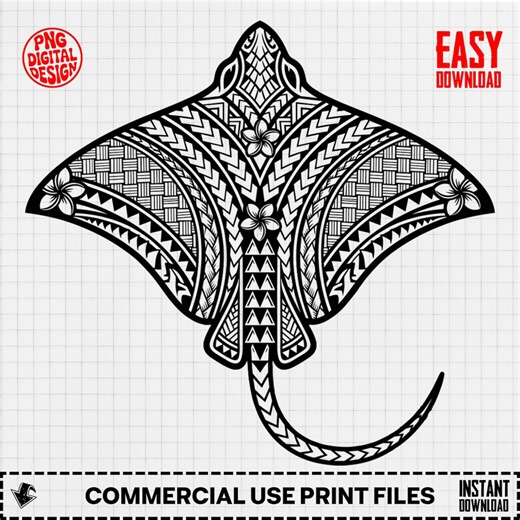 Tribal Stingray Tattoo Design, Polynesian Vector Graphics (digital Download) - Etsy Australia