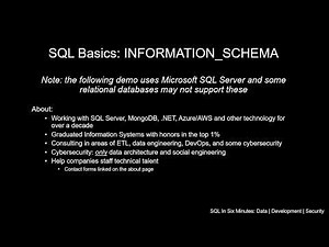 SQL Basics: Information Schema (Tables)