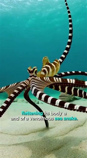 This Mimic Octopus Turns Into a sea Snake to Survive Deadly Encounters