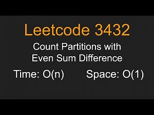 Count Partitions with Even Sum Difference - Leetcode 3432 - Python