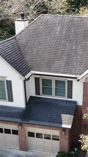 Nothing better than a good roof transformation! 🏠✨ Installed using Timberline HDZ shingles in charcoal. | Accent Roofing Service
