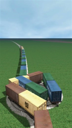 Massive Dangerous Train On Funny Bumpy Tracks 😱🔥 BeamNG.Drive – Train simulator #shorts