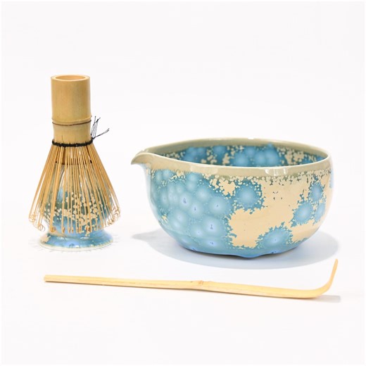 Turquoise Crystalline Matcha Tea Set Blue Spout Bowl Bamboo Whisk Holder Scoop Complete Ceramic Ceremony Kit Handmade Pottery Gift - Etsy