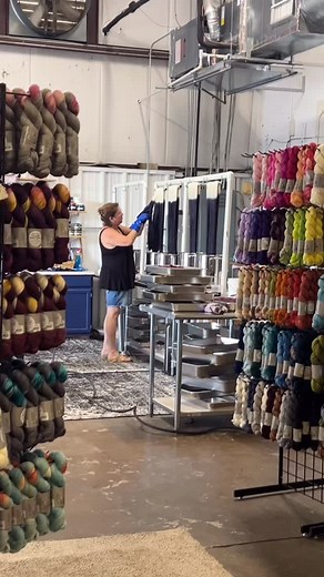 A quiet moment in the dye studio… Tammy is working her magic on Black Orchid, one of our signature Assigned Pooling colorways. With the fresh fall air drifting through, these little in-between moments remind us why we love the art of hand-dyeing so much 🌿🖤 #achickthatknitz #handdyedyarn #assignedpooling #knitting #crochet #yarn #dyestudio | A Chick That Knitz