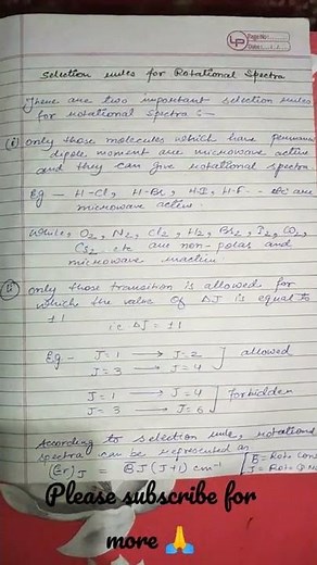 selection rules for rotational and vibrational spectra||physical chemistry||full notes||.