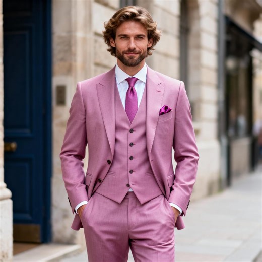 Pink Custom Men’s Suit Set | Handmade Three Piece Suit | Personalized Formal Outfit - Etsy
