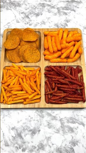 Filling platter with hot chips and snacks #asmr #satisfying