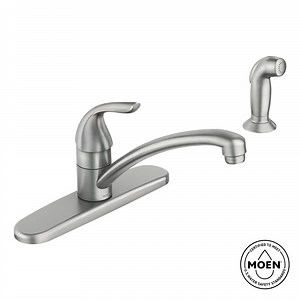 MOEN Adler Single-Handle Low Arc Standard Kitchen Faucet with Side Sprayer in Spot Resist Stainless 87202SRS
