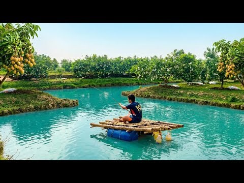 Solo Bamboo Raft Build from Scratch | ASMR Nature Sounds + River Float Test (4K)