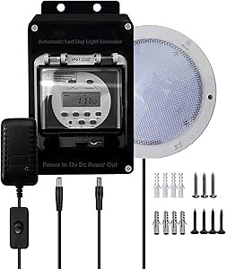 Automatic LED Daylight Extender, Chicken Coop LED Light with Timer Enhance Chicken Egg Production, Daylight Extension IP65 Waterproof, Include Instruction Manual