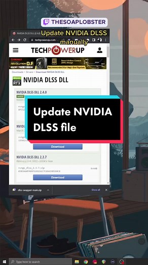 Manually update your NVIDIA DLSS file to the latest version for better visuals and performance. #nvidia #dlss #optimizepc #gamingpc #pcgaming #techtok #maxfps #gaming #windows10 #windows11