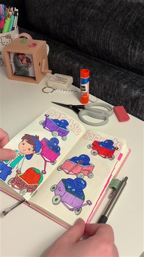 All time favorite cartoon deserved its whole month🍓 #journaling #journalideas #journalinspo #bulletjournaling #journalflipthrough