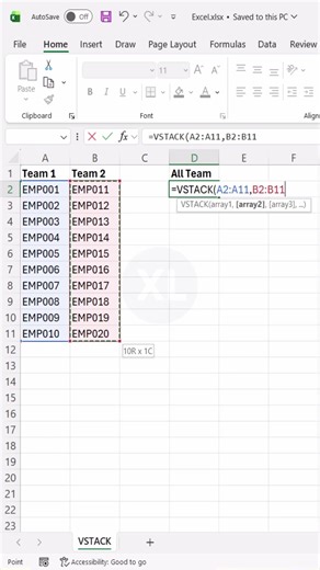 Merge Multiple Ranges into One Column Instantly #excel #excelforbeginners #excelshortcuts #office