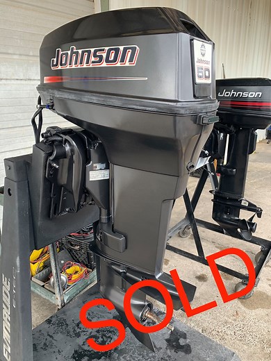 $2750 Clean Used 2001 Johnson 50 HP 2 Cylinder Carbureted 2 Stroke 20" (Long Shaft) Outboard Motor. Model number: J50PLSIG. Serial number: G04892043. Weight - 190 lbs. 135-138 psi compression on both cylinders. No oil injection. New Gear Oil. New Paint. Electric Start. Power Tilt/Trim. Motor is ready to mount and run. Freight Shipping available from Scottsville, KY. For a freight quote, please provide zip code, if it will be a commercial (with a loading dock) or residential delivery (residential