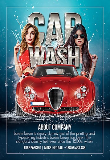 Blue Creative Car Wash Free Flyer Template PSD | by Elegantflyer
