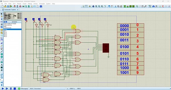 Simulation of BCD Code to 7-segment display decoder based on proteus using NAND gates