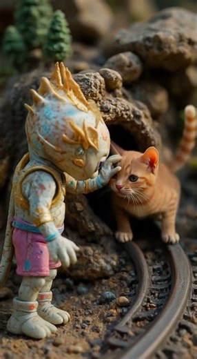 Unbelievable! 👽💖 Alien gently pets a cat 信じられない！👽💖宇宙人が猫を優しくなでる#miniature #kawaii #shorts