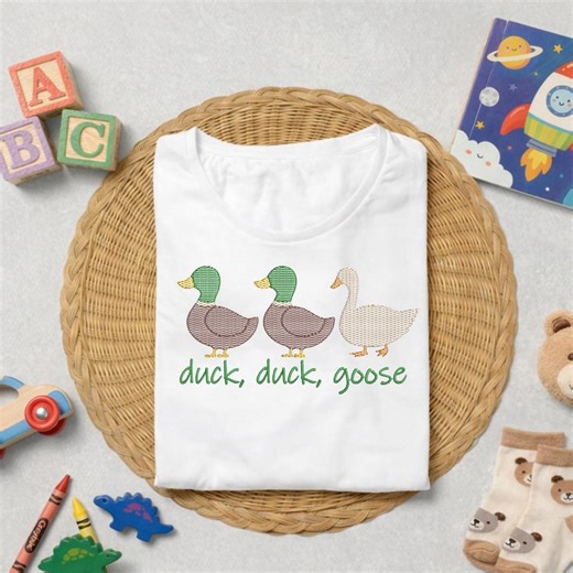 Duck Duck Goose Spring Embroidery Design, Whimsical Farm Animal Sketch Fill (instant Download) - Etsy