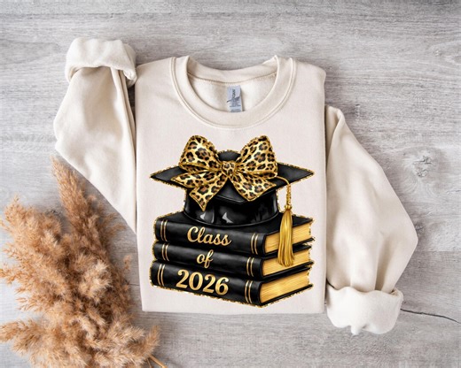 Class of 2026 PNG, Graduation Design, Grad Cap Clipart, Senior Leopard Bow Graduation Graphic - Etsy