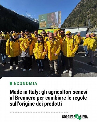 Made in Italy: gli agricoltori senesi al Brennero per cambiare le regole sull’origine dei prodotti