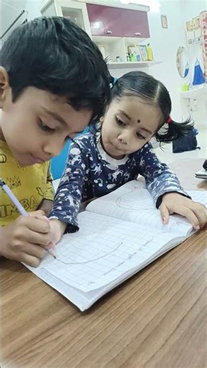 Cutest Study Team: Bro & Sis 👦👧 #sravanrushika #BrotherAndSister #learningisfun
