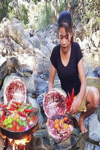 12K views · 78 reactions | Adventure solo in Jungle- Turtle egg tasty cooking for dinner - Survival cooking in forest | CHEF GIRL | Facebook