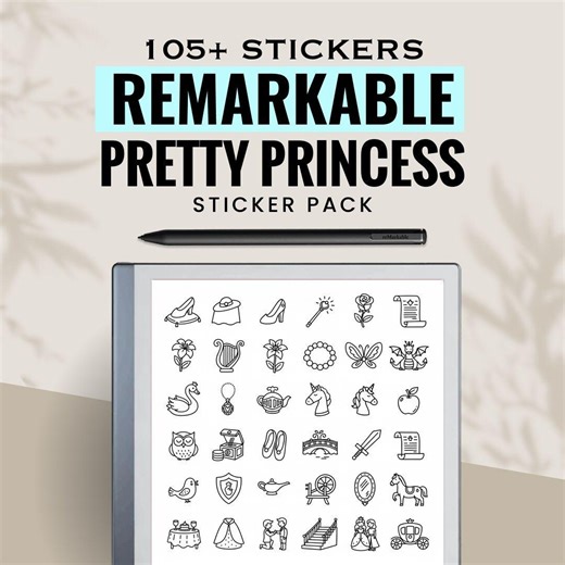 Pretty Princess Remarkable Notes Stickers Bundle | Digital E-ink Tablet Kit - Etsy