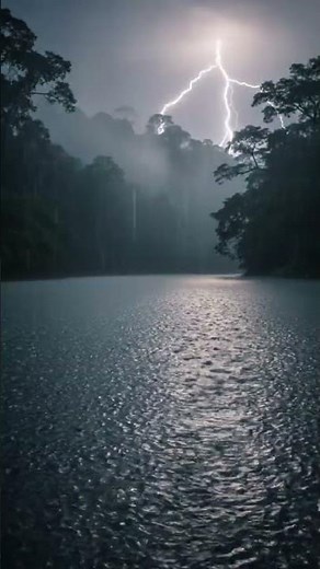 Cinematic Tropical Rainforest Night 🌿 Heavy Rainfall, Fog & Gentle Thunder (4K)