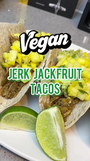 Delicious Jerk Jackfruit Tacos Recipe with Avocado Spread and Pineapple Mango Salsa