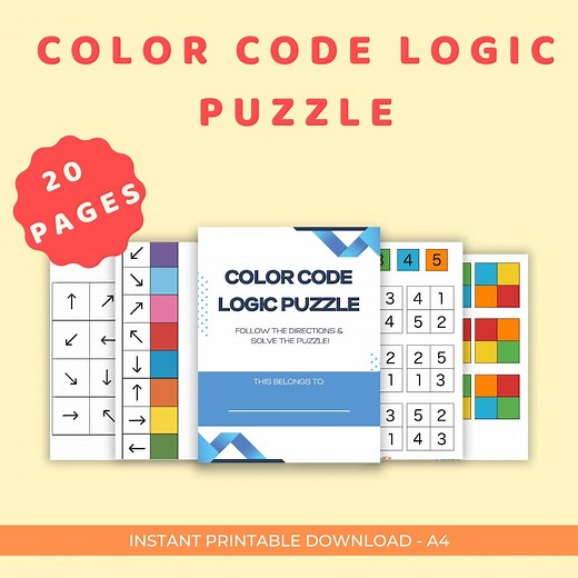 Color Code Logic Puzzle Printable for Kids | Critical Thinking & STEM Brain Game PDF | Classroom Homeschool Logic Activity Instant Download - Etsy