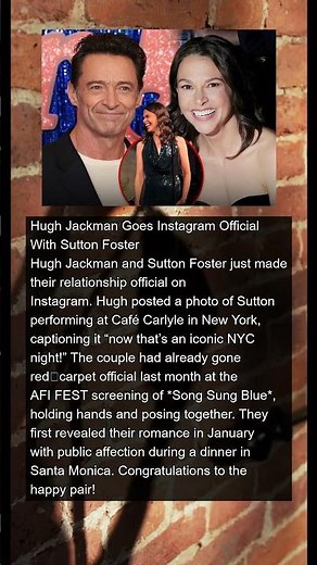 Hugh Jackman & Sutton Foster We're Instagram Official!!! | #news #shorts