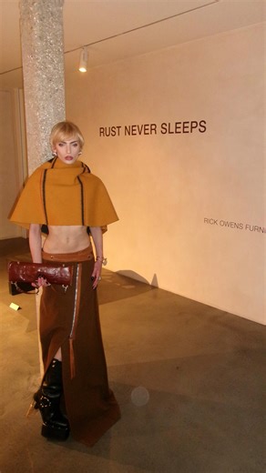 Sam Howard 🪽 on Instagram: "‘RUST NEVER SLEEPS’ @rickowensonline @lalamichmich presented at @carpentersworkshopgallery Wearing: @leoprothmann AW25 @rickowensonline X @leoprothmann FW24 kiss boots Location @_ladbrokehall Filming @victoriaedwardsxx"