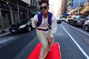 Aladdin Takes Magic Carpet Ride Through NYC in Viral Stunt (Video)